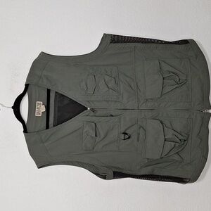 Duluth Trading Co Mens Green V-Neck Full Zip Vented Utility Fishing Vest Size XL